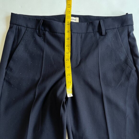 Zadig & Voltaire Prune Strass Rain Women's Navy Tailored Pants With Rhinestones - Picture 13 of 15